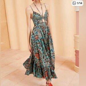 Ulla Johnson Phoebe cut-out midi-dress in the color Jade. Worn once. Like new!
